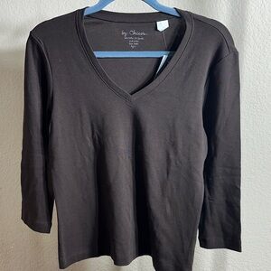 Chico's Classic Black V-Neck Long Sleeve Top